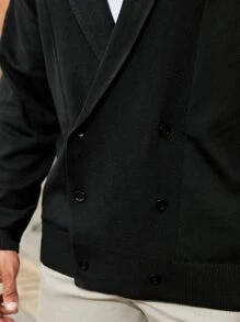 Manfinity Men Shawl Collar Double Breasted Cardigan - Black - View 6