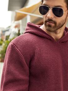 Manfinity Men Solid Hooded Jumper - Burgundy - View 6