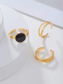 RINTOLER 3pcs Round Decor Cuff Ring - Yellow Gold - View 1