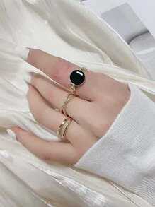 RINTOLER 3pcs Round Decor Cuff Ring - Yellow Gold - View 2