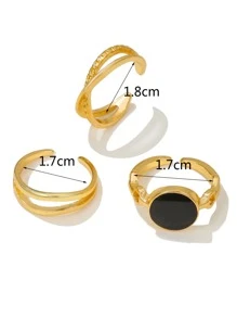 RINTOLER 3pcs Round Decor Cuff Ring - Yellow Gold - View 3