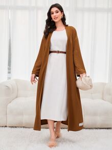 Mulvari Solid Belted Longline Coat - Brown - View 1