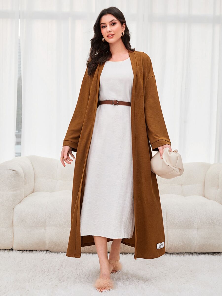 Mulvari Solid Belted Longline Coat - Brown - View 1
