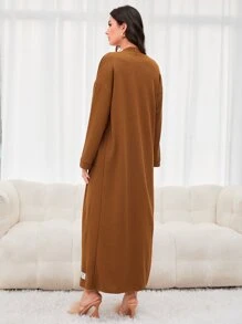 Mulvari Solid Belted Longline Coat - Brown - View 2