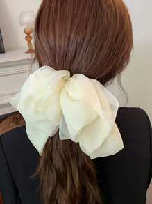 1入組女士黑/紫/粉色網狀雲形髮夾，配彈簧蝴蝶結 - 白色 - 查看 2