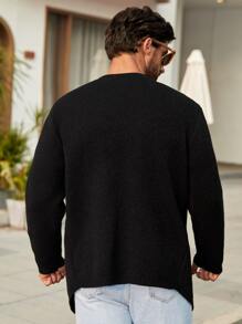 Manfinity Men Solid Casual Design Cardigan - Black - View 4