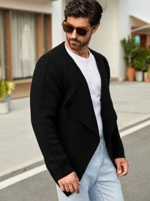 Manfinity Men Solid Casual Design Cardigan - Black - View 2