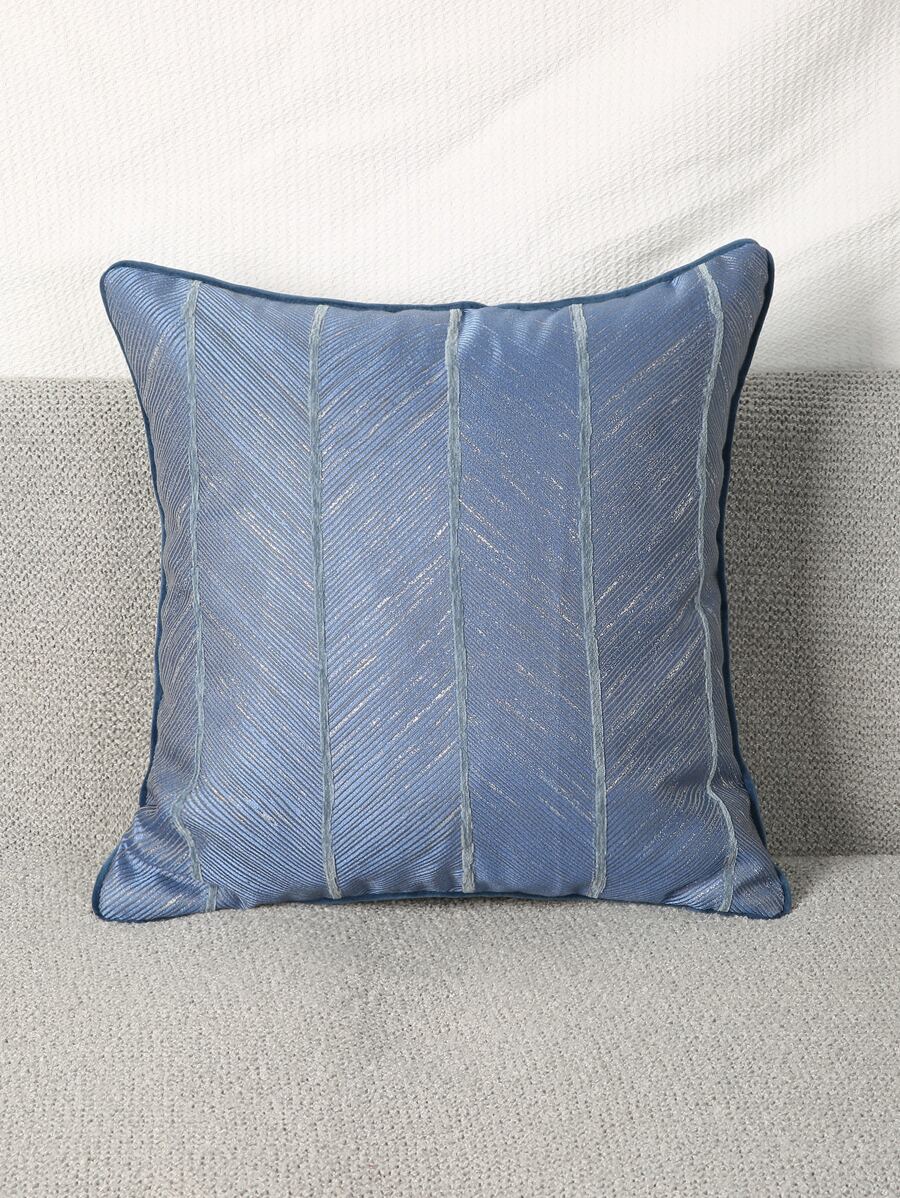 1pc Chevron Jacquard Cushion Cover không có chất làm đầy - Màu xanh bụi bặm - Xem 1