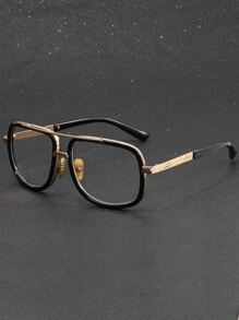Men Square Frame Eyeglasses Clear Glasses Accessories - Black - View 1