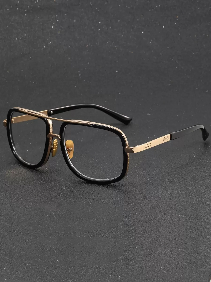 Men Square Frame Eyeglasses Clear Glasses Accessories - Black - View 1