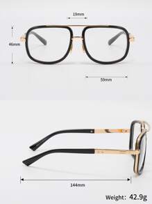 Men Square Frame Eyeglasses Clear Glasses Accessories - Black - View 4