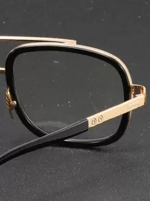 Men Square Frame Eyeglasses Clear Glasses Accessories - Black - View 5