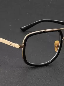 Men Square Frame Eyeglasses Clear Glasses Accessories - Black - View 6