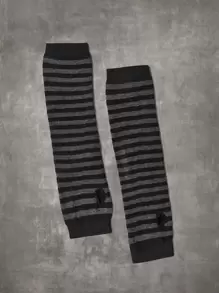 ROMWE Grunge Punk Striped Pattern Fingerless Gloves - Multicolor - View 1