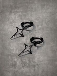 ROMWE Grunge Punk Hoa tai Mốt - màu đen - Xem 2