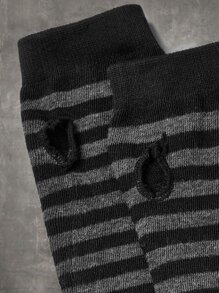 ROMWE Grunge Punk Striped Pattern Fingerless Gloves - Multicolor - View 2