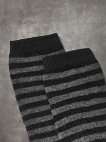 ROMWE Grunge Punk Striped Pattern Fingerless Gloves - Multicolor - View 3