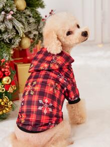 Snowflake Print Pet Hoodie - Multicolor - View 1