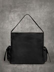 ROMWE Grunge Punk 多口袋流浪包，学校 - 黑色 - 查看 7