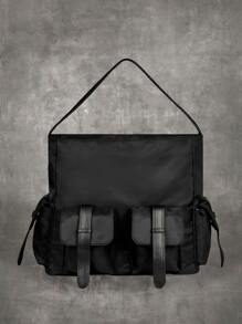 ROMWE Grunge Punk 多口袋流浪包，学校 - 黑色 - 查看 8