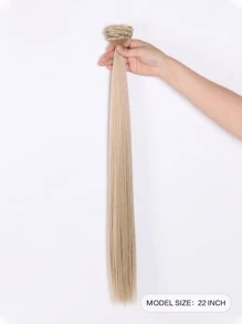 Extensión de cabello sintético larga y recta con 5 clips, peluca resistente al calor para mujeres y niñas - Dorado - Ver 2