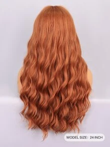Peluca sintética largo rizado con tupe - Naranja Coral - Ver 4