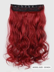 夾片長款卷合成纖維接髮 - 紅色 - 查看 2