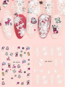 FULL BEAUTY Christmas 2sheets Santa Claus Nail Art Sticker - Multicolor - View 1