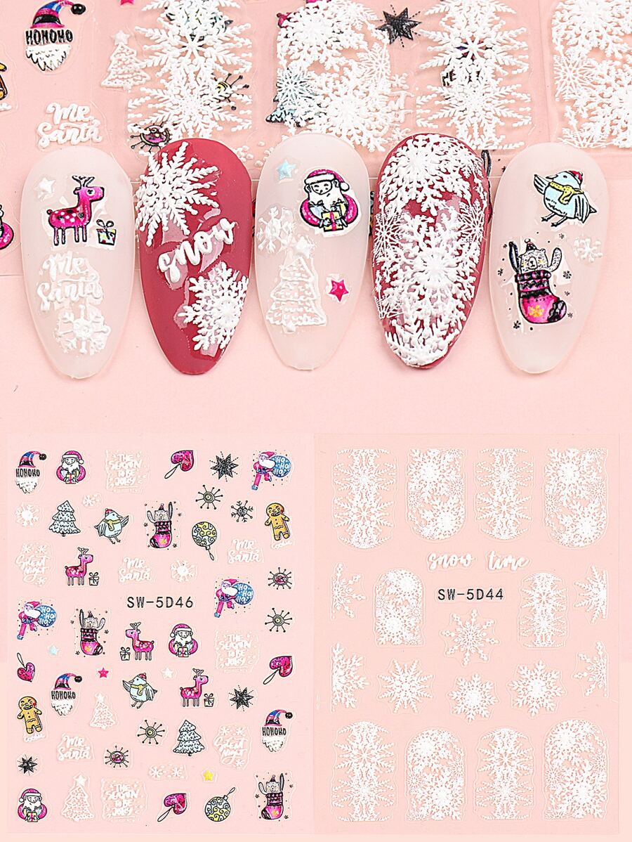 FULL BEAUTY Christmas 2sheets Santa Claus Nail Art Sticker - Multicolor - View 1
