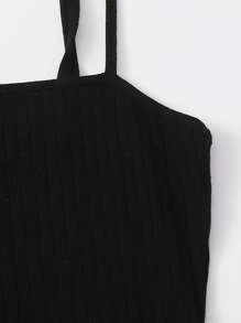 Muchica Vestido bajo con abertura tejido de canalé