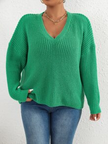 Calvaya Jersey de hombros caídos - Verde - Ver 3