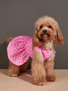 Fashionable Pet Dog Dress, Polka Dot Print Skirt For Small Dogs, Puppy Apparel - Pink - View 11