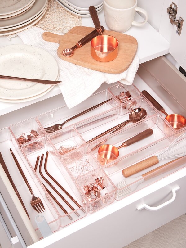 SHEIN Basic living Exclusive 1pc Stackable Desk Drawer Organizer Tray