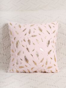 1 Pc Feather Embossed Pink Pillow Cover, Without Pillow Inner - Multicolor - View 8