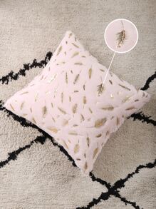 1 Pc Feather Embossed Pink Pillow Cover, Without Pillow Inner - Multicolor - View 7