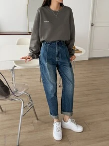 DAZY 字母图案落肩卫衣，秋季女装