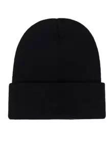 Men Letter Embroidered Cuff Beanie Street Fall Outfit - Black - View 2