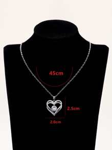 Dây chuyền mặt hình trái tim đính đá Cubic Zirconia, quà tặng cho Ngày Valentine, Ngày của Mẹ. - Bạc - Xem 4