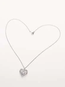 Dây chuyền mặt hình trái tim đính đá Cubic Zirconia, quà tặng cho Ngày Valentine, Ngày của Mẹ. - Bạc - Xem 6
