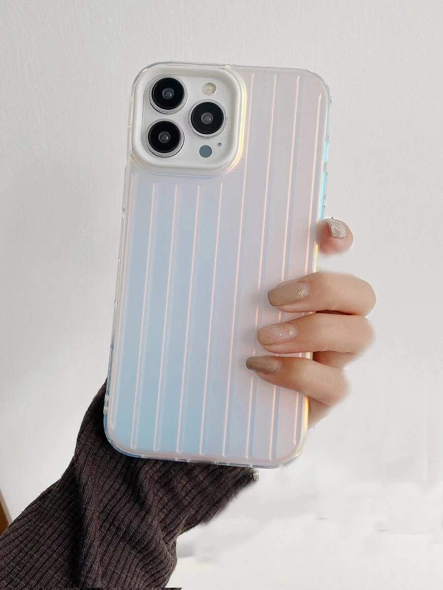 1 chiếc ốp lưng mềm IMD hologram laser sọc trắng/bạc, tương thích với iPhone 11 Pro/12/13/14/15/16 Pro, tương thích với iPhone 11 Pro Max/12/13/14/15/16 Pro Max, phù hợp cho các cặp đôi, nam và nữ. - Nhiều màu - Xem 1