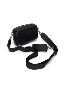 High School Students University Freshman multifunctional sling bag shoulder bag casual bag Mini Men Minimalist Square Bag With Coin Purse, Handbag Schoolbag For Travel,College,Outdoors,Sports,Commute - Black - View 5