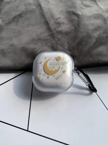 1pc Galaxy Buds Case, Starry Moon & Meteor Shower Design Compatible With Samsung Galaxy Buds - Clear - View 3