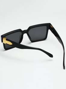 1 副 PC 方形框架太阳镜，时尚，非常适合日常使用或旅行休闲太阳镜太阳镜海滩配饰太阳镜太阳镜遮阳镜适合夏季海滩度假、户外、旅行 - 黑色 - 查看 3