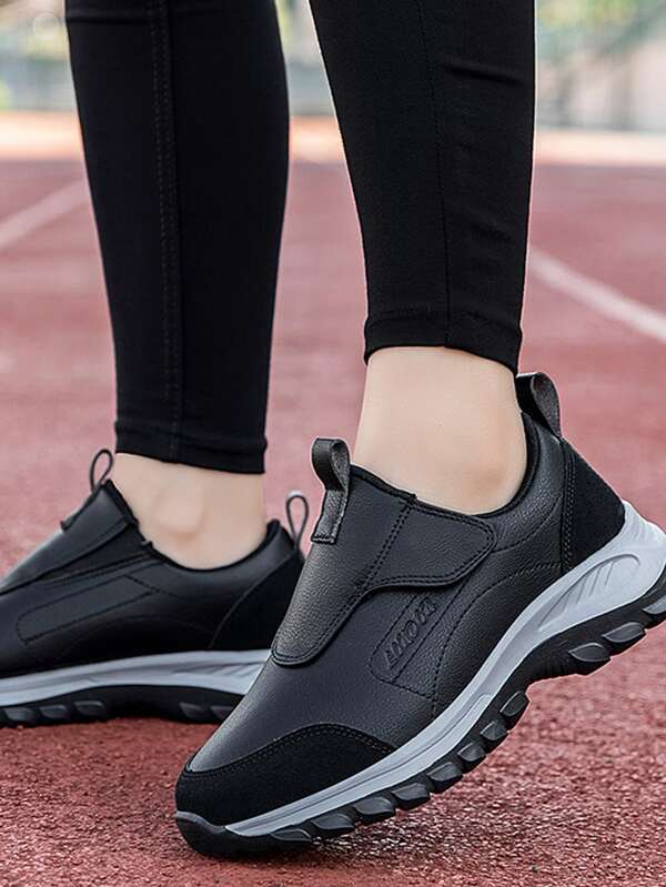 Sporty Letter Pressed Slip-on Hiking Boots For Women, Letter Print