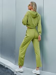Sollinarry Drop Shoulder Hooded Jacket & Trousers - Lime Green - View 2