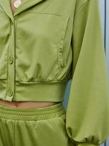 Sollinarry Drop Shoulder Hooded Jacket & Trousers - Lime Green - View 6