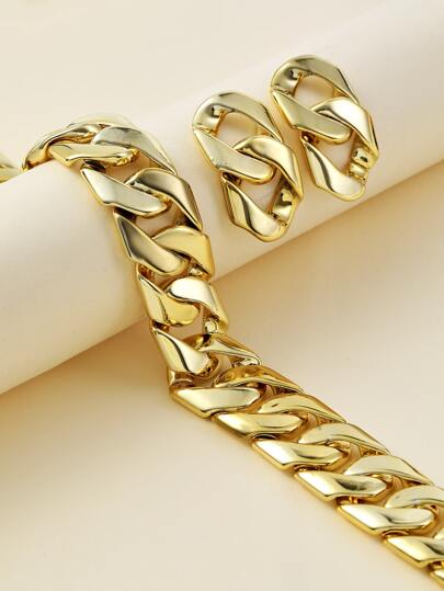 Minimalist Chain Necklace & Drop Earrings