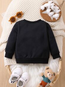 Baby Boy Bear Print Sweatshirt - Black - View 2
