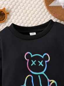 Baby Boy Bear Print Sweatshirt - Black - View 4