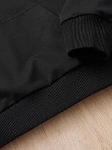 少女标语和花卉印花卫衣 - 黑色 - 查看 3